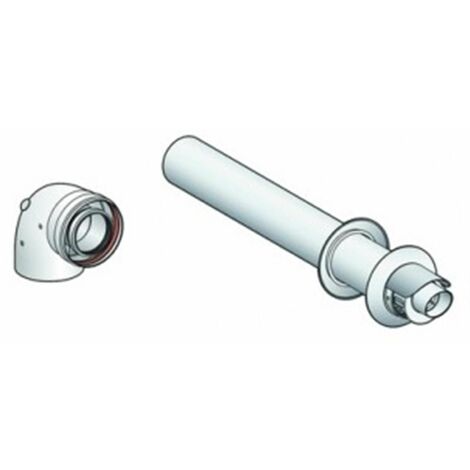 Poujoulat – Kit terminal horizontal pour chaudière 60/100 – Polypropylène – Longueur 180mm – Température max 120°C – Coude 87° inclus - KSTH60EP