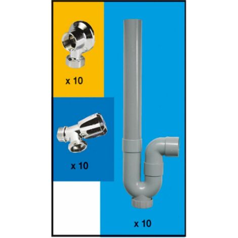 Lot plomberie pour machine à laver - Lot machine à laver : 10 siphons + 10 robinets + 10 appliques murales (1/3)