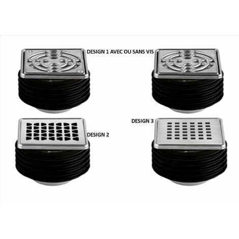 Schluter – Grille cadre inox avec siphon intégré – Joint en accordéon – Dimensions 10x10cm – Garde d'eau 3cm pour installations de drainage