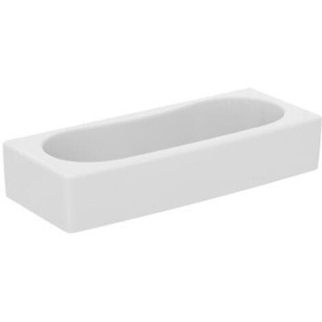 Porcher – Lavabo collectif céramique 100x40cm sans trop-plein – Forme arrondie – Installation en batterie – Profondeur 18cm – Garantie 2 ans (1/4)