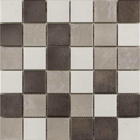 Mosaïque - Série KERAMIK GTM - Plaque 29,7 x 29,7 cm composé de mosaïque 4,7 x 4,7 cm - Gris ardoise