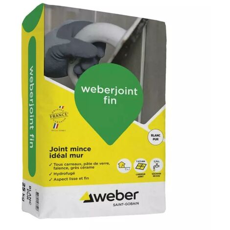 Weber – Mortier pour joints carrelage – Sac de 25 Kg – Joint fin hydrofugé pour faïences et grès cérame – Largeur de joint 1 à 6 mm
