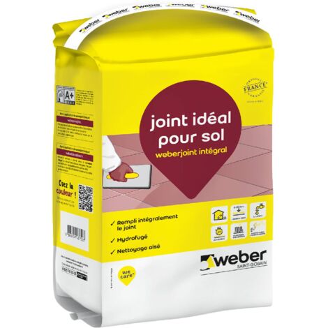 Weber Saint-Gobain Joint carrelage hydrofugé, 25 kg, Beige Pierre, idéal pour sol et carreaux rectifiés Weberjoint intégral, de largeur de 2 à 20 mm