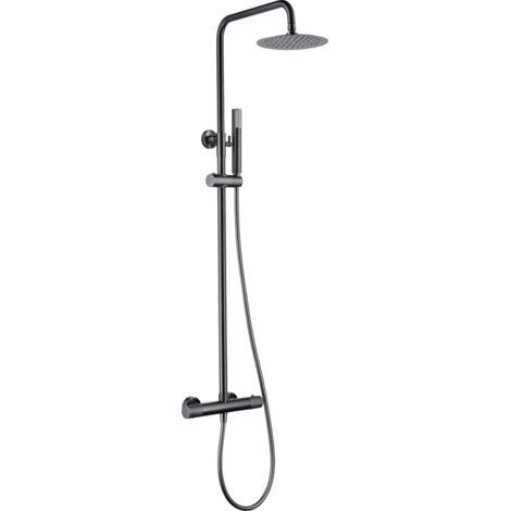 Ensemble de douche avec thermostat  Modèle LINE  Couleur Noir  Finition en métal noir gun [IMEX®] (1/4)