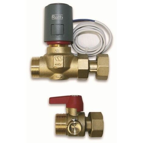 Roth – Vanne de zone avec tête thermique 230V – Régulation pour plancher chauffant – Vanne quart de tour 1" – Tête thermique NC 1W