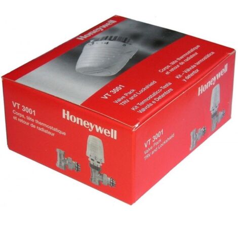 Honeywell – Kit complet corps et tête thermostatique – Robinet M30 x 1,5 mm – Équerre inversée 1/2' – Plage de température 1°C à 28°C