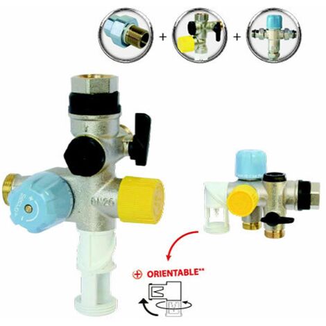 Somatherm – Groupe de sécurité téflon 3/4' – Limiteur thermostatique intégré – Pression 7 bar – Débit 4 à 34 l/min – 601013201