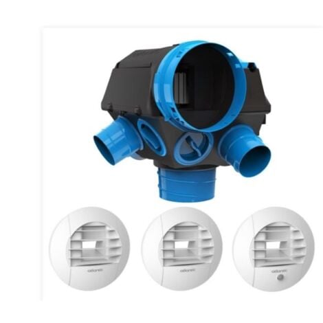 VMC simple flux hygroréglable HYGROCOSY - Kit 3/7 HB I - 1 hygrocosy - 1 BHPC 10/135 I - 1 BHP SDB 10/40 - 1 PBWC 5/30 l - 4 bouchons Ø 80