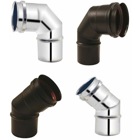 Joncoux – Coude à 45° Apollo Pellets – Inox noir mat – Diamètre 80 mm – Joint silicone pour étanchéité – Raccord fumisterie (1/2)