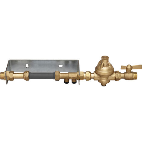 Guareski – Kit prémonté compteur d'eau 110mm à 130mm – Raccord télescopique – Clapet anti-retour NF – Vanne à boisseau sphérique – 10 bar