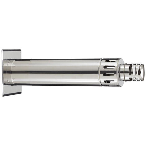 Poujoulat – Terminal horizontal inox réglable 42-72 cm – Diamètre 80/130 pour poêles à granulés – Plaque de propreté inox incluse
