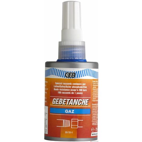 GEB – Résine d'étanchéité anaérobie pour gaz – Compatible métaux – Température -30 à +110 °C – Résistance 200 bars – Flacon 75ml 114609