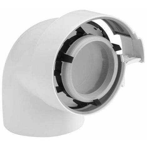 Ubbink – Coude 45° condensation gaz fioul – Ø60/100mm – Collier de fixation clip – Système ventouse étanche