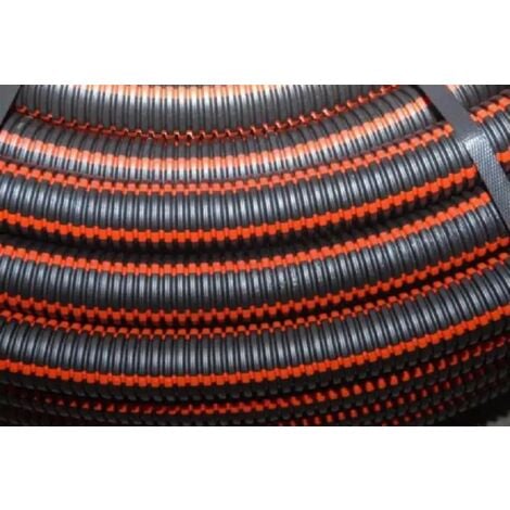 Gaine TPC noire avec liseré rouge - Diamètre: 90 mm - Rouleau de 50 m - Gaine noire avec bande rouge