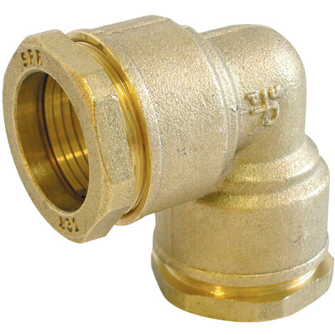 Coude laiton égal 90° à serrage extérieur pour tubes PE ou acier - Diamètre : 32mm (1/2)