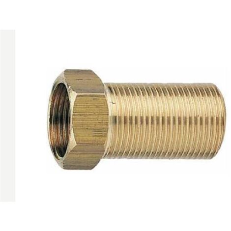 Sanitaire-Distribution – Raccord laiton mâle-femelle rallongé 246 – Filetage 15X21 mm – Longueur 51 mm – Compatible tuyaux laiton et PVC