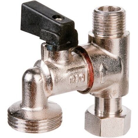 Riquier – Robinet de piquage machine à laver 1/4 de tour – Entrée femelle 3/8'' – Sortie mâle 20x27 – Installation rapide contre le mur (1/7)
