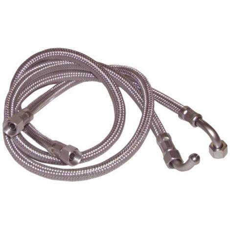 Flexible fioul coudé 90°C 1000mm F3/8" x F1/4" – Raccord tournant femelle – Pour installations de chauffage (1/4)
