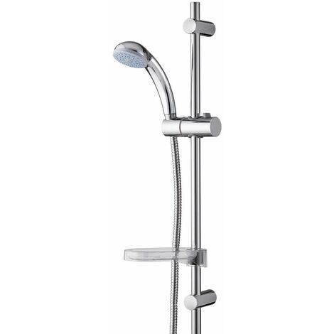 Wirquin – Kit barre de douche D18 60721658 – Douchette 1 jet anti-calcaire – Flexible inox 1,75 m – Barre 650 mm ABS chromé