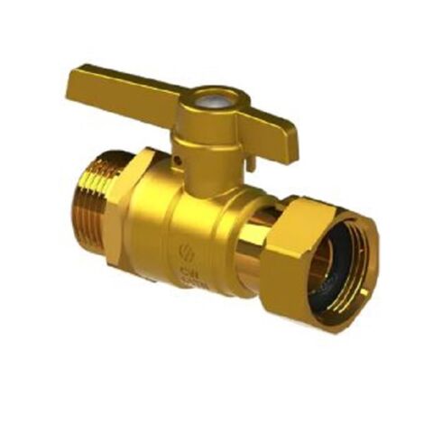 Arco – Robinet de compteur mâle 3/4' (20/27) – Écrou libre 3/4' (20/27) – Vanne à tournant sphérique en laiton – Longueur 68 mm