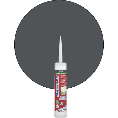 Mapei – Silicone MAPESIL AC 310 ml – Hydrofuge et anti-moisissure – Pour joints en milieux humides – Couleur 114 anthracite (1/4)