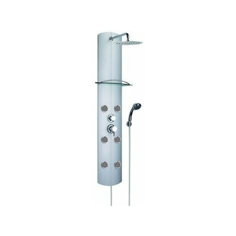 Colonne de douche mécanique multifonctions -TOTEM - Aluminium - Longueur  flexible : 1,75 m - Diamètre pomme de douche : 250 mm