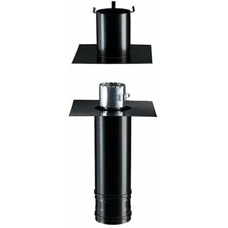Poujoulat – Kit rénovation fumisterie rectangulaire départ au sol – Noir mat – Pour espaces confinés – Kit complet pour installation rapide
