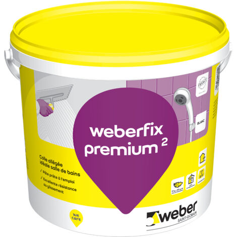 Weber Saint-Gobain Colle pour carrelage 17kg, Blanc, en pâte pour murs intérieur et extérieur prête à  l'emploi, spéciale salle de bain, Weberfix premium
