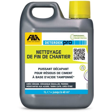 Fila – Décapant acide DETERDEK PRO 5 Litres – Élimine tartre et efflorescences – Pour terre cuite, grès cérame et céramique émaillée