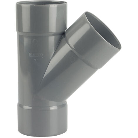 Culotte Femelle / Femelle simple PVC - 45° - Diamètre 63 mm - Hauteur : 174 mm - Largeur : 141 mm - PVC Gris