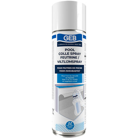 GEB – Colle feutrine aérosol 500 ml – Pour collage de feutres et mousses piscine – Jet plat réglable – Pouvoir adhésif élevé