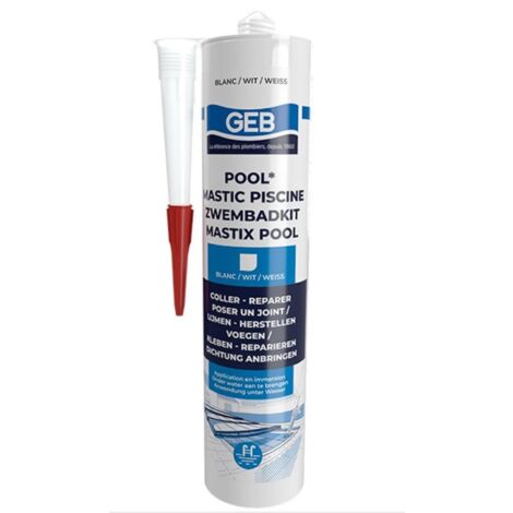 GEB – Mastic piscine 290 ml – MS Polymère transparent pour collage sous l'eau – Excellente adhésion sur béton, PVC, bois, céramique