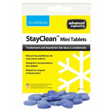 Nettoyant désodorisant pour bac à condensat – 20 pastilles détergentes – Traitement antibactérien – Réduction des mauvaises odeurs