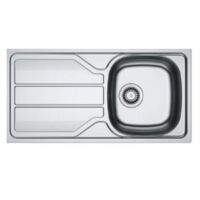 Franke – Évier 1 bac avec égouttoir inox – Encastrable et réversible – Bonde manuelle Ø90 mm – Design lisse et intemporel