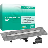 Hansgrohe – Caniveau de douche 70 cm inox brossé – Grille double face pour carrelage – Drainage jusqu'à 39 l/min – Siphon rotatif – 56272800