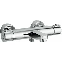 Nobili – Mitigeur thermostatique de baignoire – Corps laiton chromé – Blocage sécurité à 38° – Inverseur bain/douche sur poignée – Entraxe 150 mm