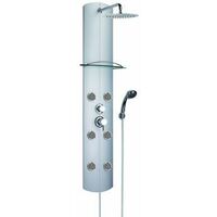 Valentin – Colonne de douche hydromassante – Aluminium anodisé – Pomme haute inox Ø 250 mm – Flexible 1,75 m – Douchette 3 jets anti-calcaire