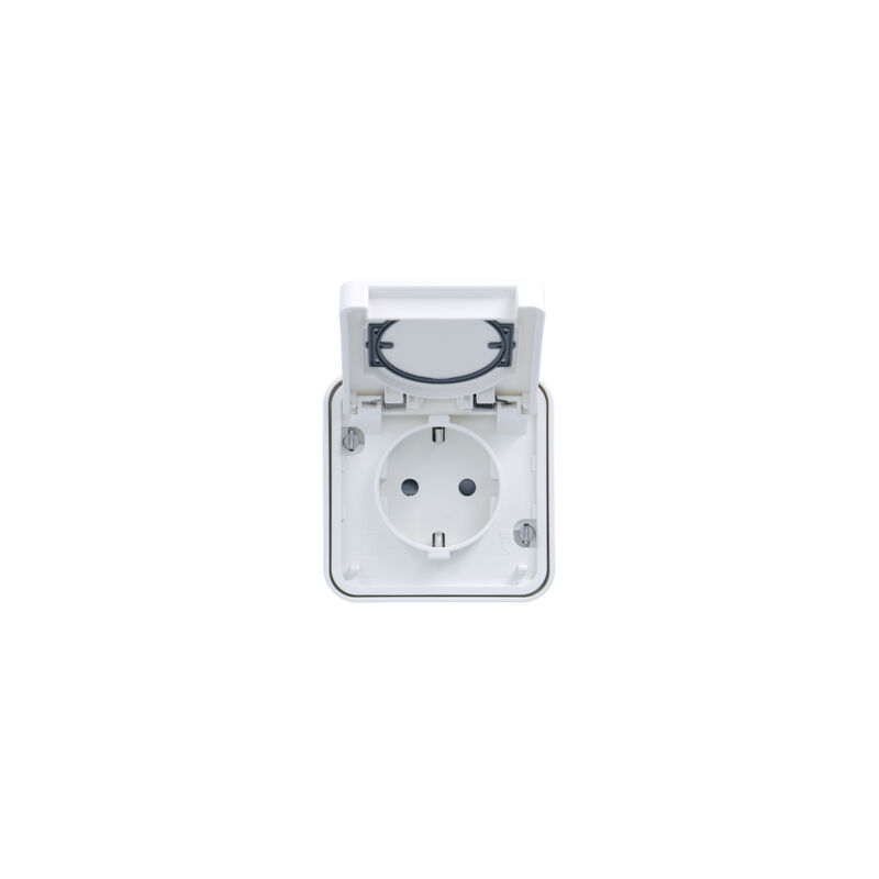 WNC161B TOMA ENCHUFE SCHUKO ESTANCO SUPERFICIE MONOBLOC IP65 BLANCO