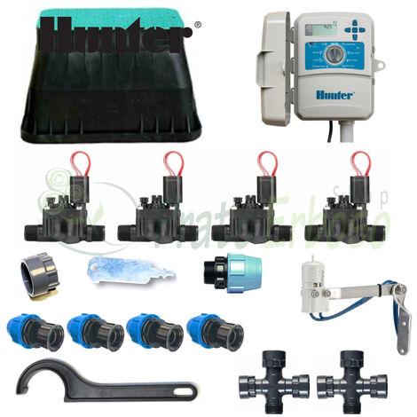 Kit irrigazione Hunter a 4 zone con programmatore da esterno X2