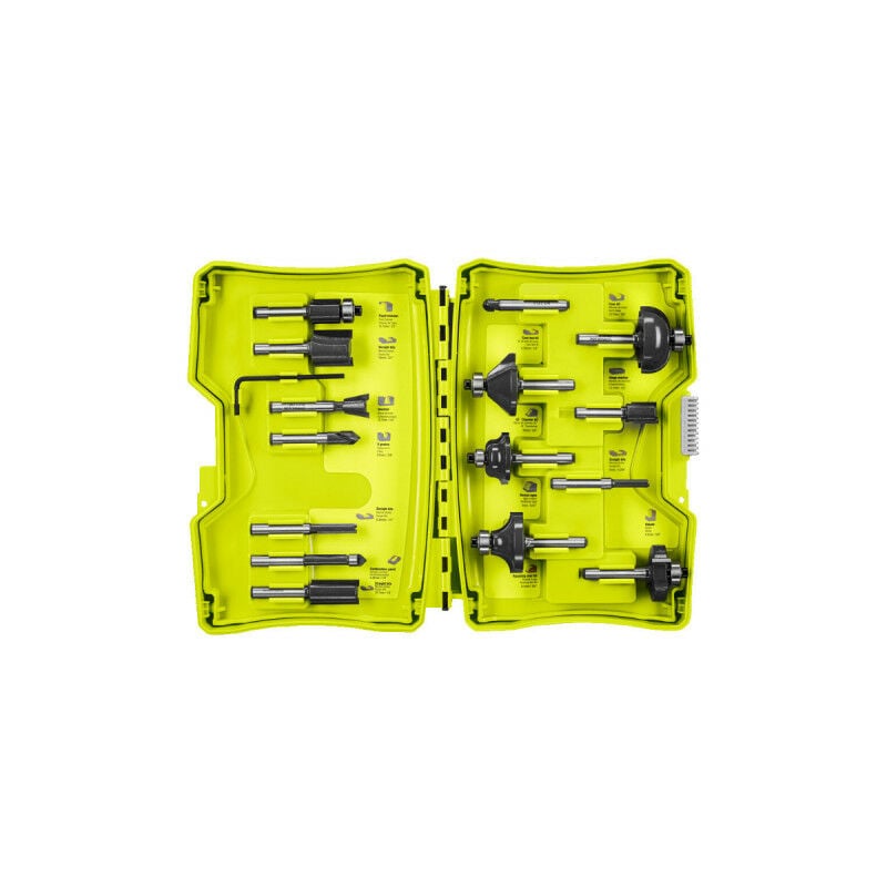 Set di 15 frese miste RYOBI con gambo da 6 mm di diametro RAKRBS15