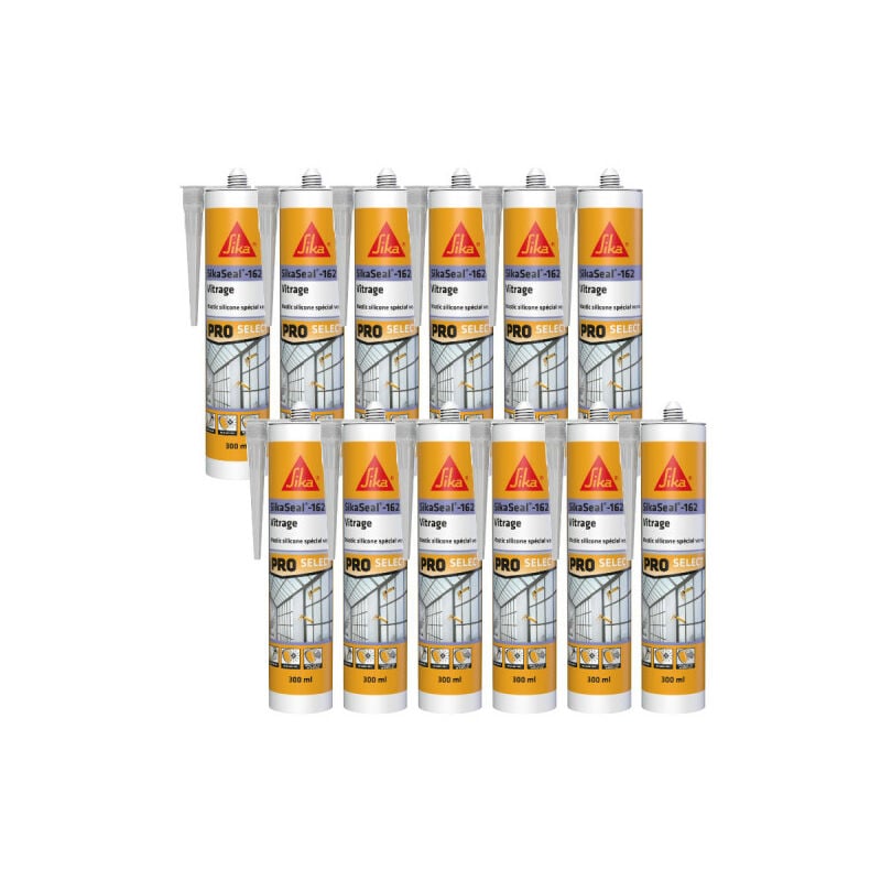 Confezione da 12 sigillanti siliconici elastici SIKA Sikaseal-162 Vitrage -  Traslucido - 300ml