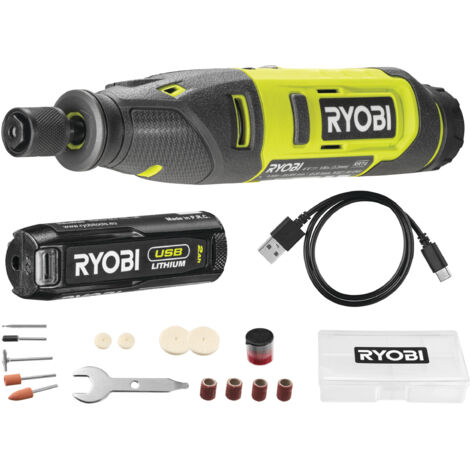 RYOBI RRT4-120GA15 Mini Utensile Multifunzione - 4V - 1 Batteria 2.0Ah - 1 Cavo USB C - 15 Accessori (1/5)