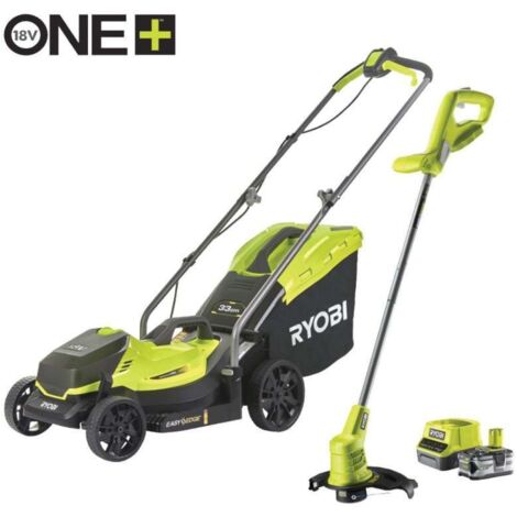 Tosaerba a spinta RYOBI 18V One+ - Batteria 4,0Ah - Caricabatterie - Trimmer gratuito