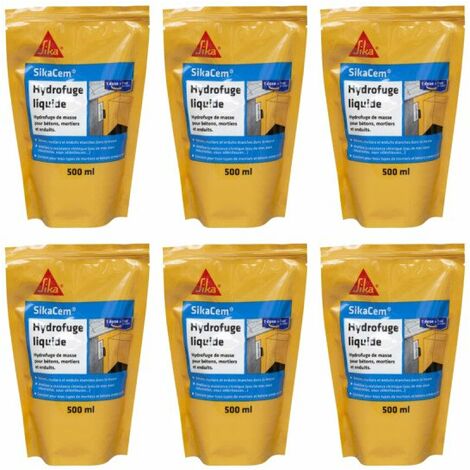 Set di 6 SIKA SikaCem Idrorepellenti liquidi per calcestruzzo e malta - 500ml