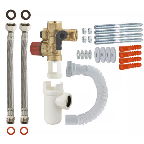Kit Calentador de Agua QUICK PLOMBERIE - grupo de seguridad + sifón + flexibles + manguera de desague + racores y juntas