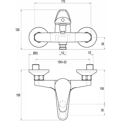 Grifo Termostático de Bañera NF NEOTHERM by Eurosanit