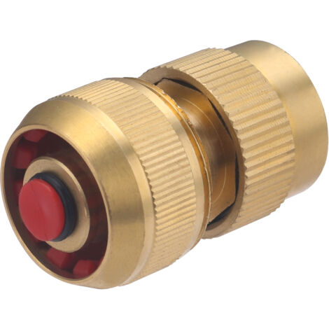 Conector de latón Aqua Stop para manguera de riego Ø15 mm con conexión automática AROZ.