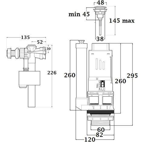 Botón de doble pulsador 3 litros / 6 litros para el mecanismo de inodoro  NOYON & THIEBAULT