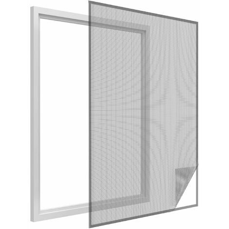 Moustiquaire fenêtre anthracite 18g/m² bande auto-agrippante 7,5 mm max 130x150 cm