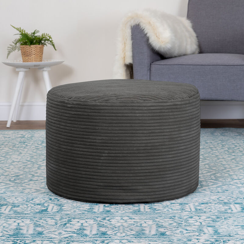 Pouf repose pieds de salon en velours gris, bleu ou jaune - NEPTUNE